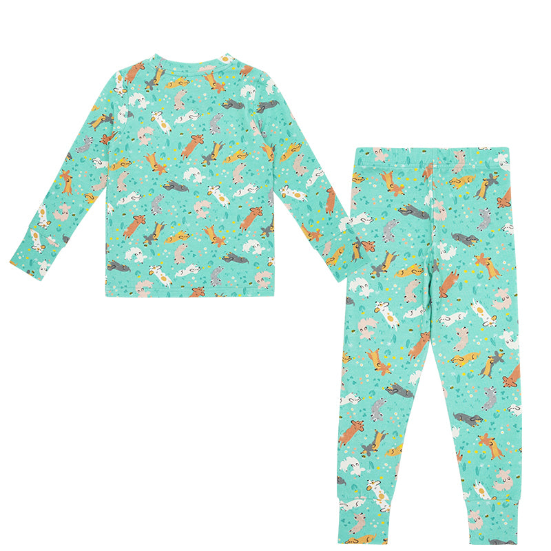 Conjunto de pijama de bambú con estampado de animales para niños a granel - 2313810228