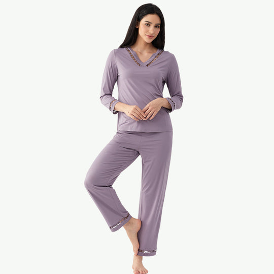 OEM Women Long Loungewear Elegance Cutout Detail Sleepwear Wholesale