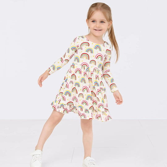 Vestido casual de bambú para niñas pequeñas OEM - Fabricante de ropa infantil