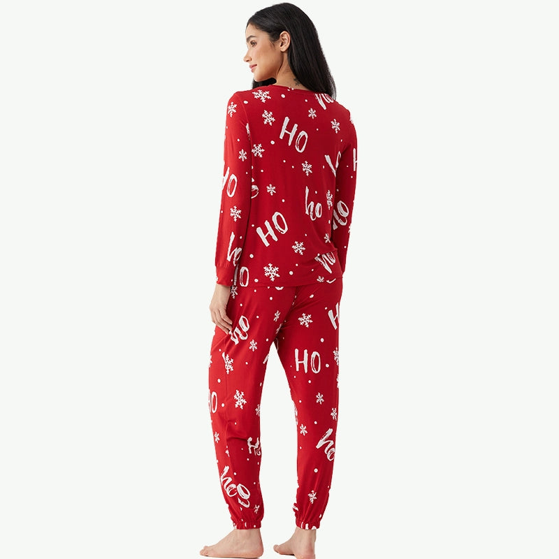 wholesale-red-christmas-pajama-set-ho-ho-ho-print