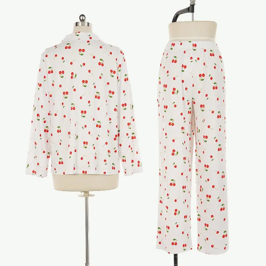 Personalized Womens Cherry Design Bulk Pajama Sets Maker