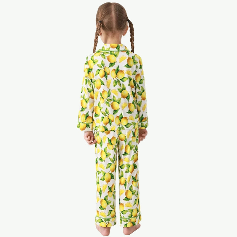 Conjunto de pijama de dos piezas para niñas con estampado personalizado al por mayor