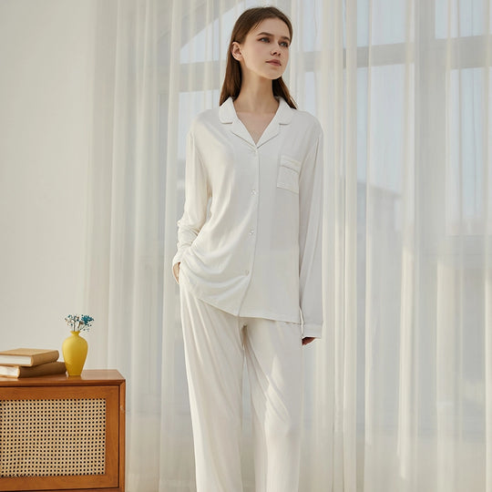 Wholesale Long Sleeve Custom Modal Pyjamas With Piping