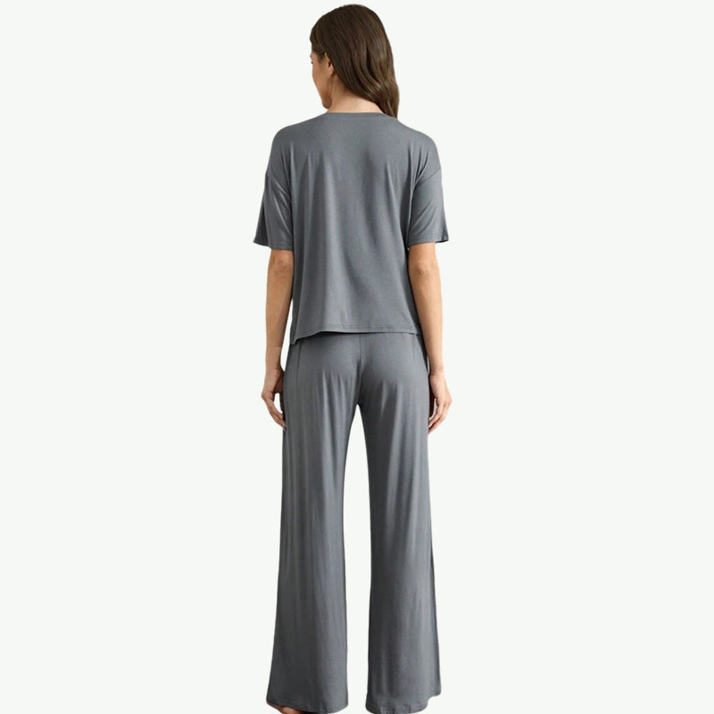 Solid Top & Drawstring Pants Loungewear Set Wholesale USA