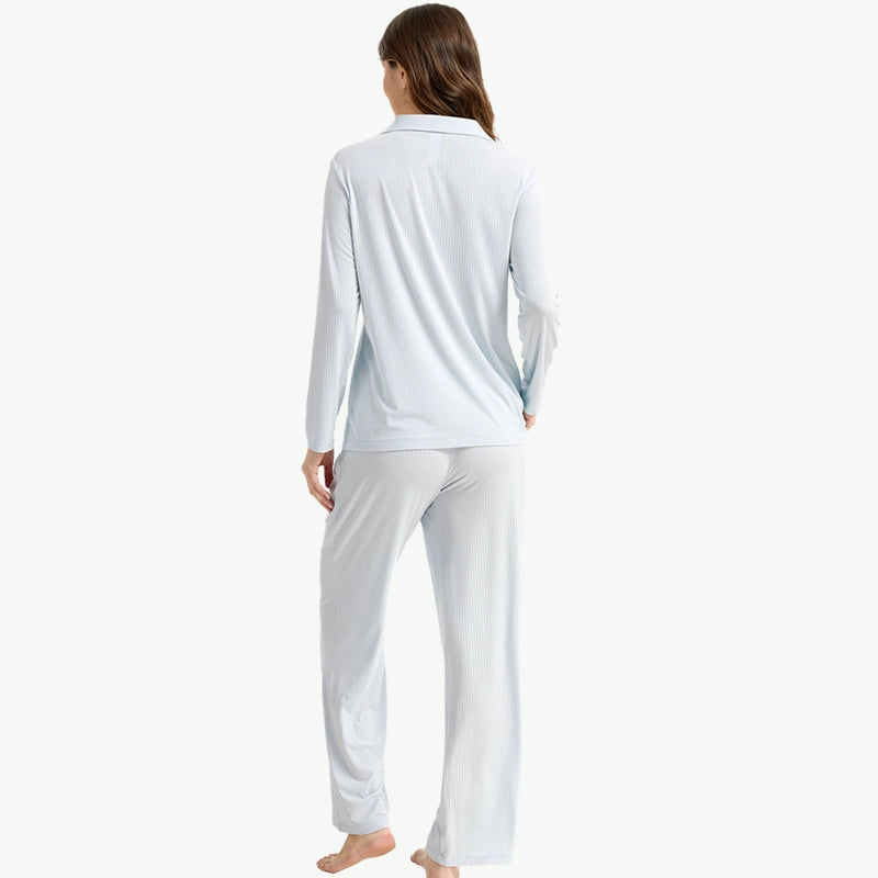 Carbon-Zero Lenzing™ Modal Ribbed Collared Pj Set Wholesale Supplier
