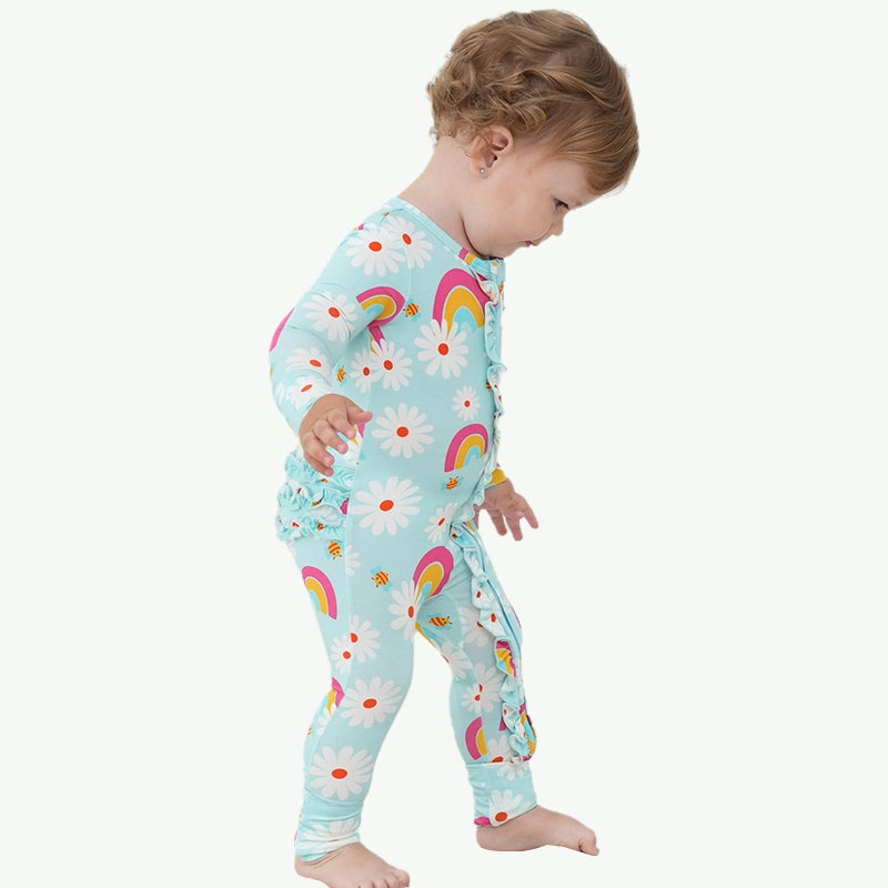 Rainbow Daisy Print TENCEL™ Modal Wholesale Baby Onesies Vendors