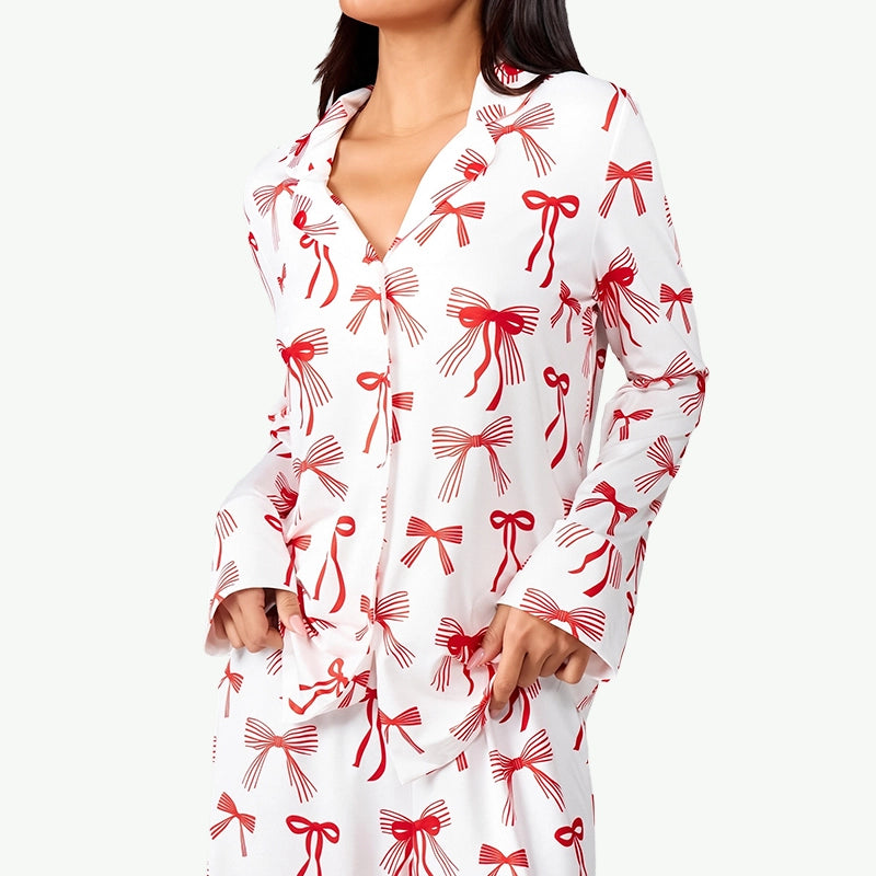 Customized Bow Print Women Bamboo Pajamas Wholesale Vendors
