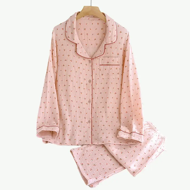 Classic Womens Cherry Organic Cotton Muslin Pyjama Set Manufacturer