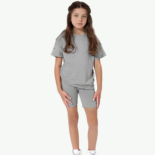 Bamboo Cotton Kids Oversized Tee & Biker Short Set Bulk Buy PJ