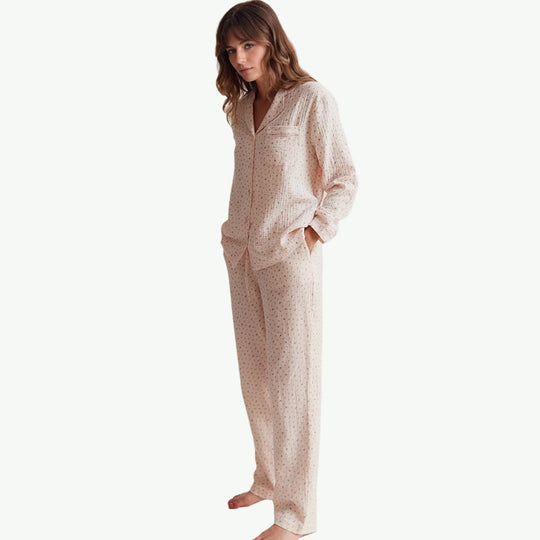 Classic Womens Floral Organic Cotton Muslin Pyjama Set Manufacturer