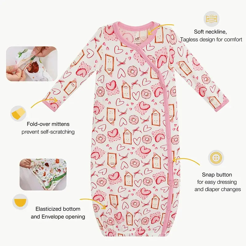 Supplier Bamboo Personalized Bulk Newborn Gown with Hearts