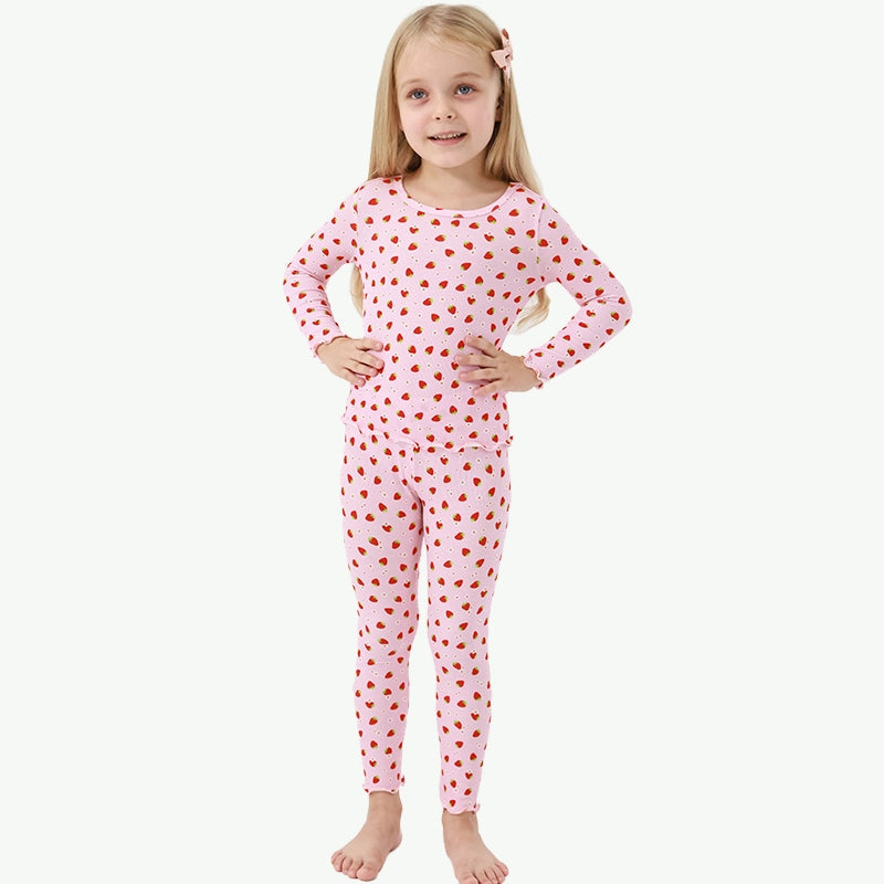 Customized Bulk Bamboo Ribbed Girls Childrens Pjs Wholesale