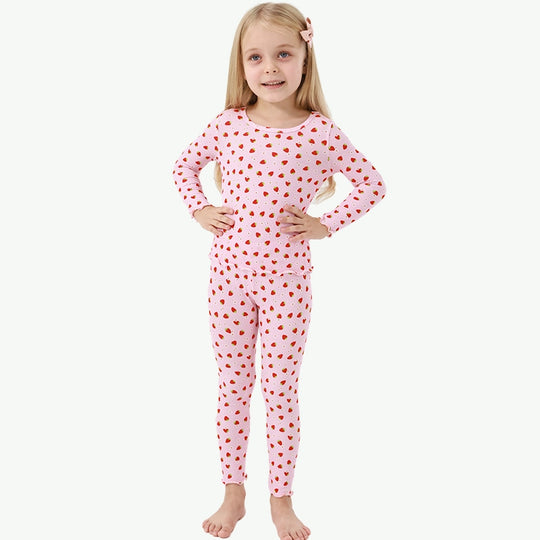 Customized Bulk Bamboo Ribbed Girls Childrens Pjs Wholesale