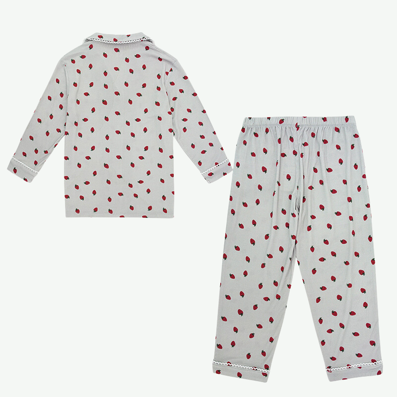 Conjunto de pijama largo con ribetes estampados para niños a granel - 2315580067