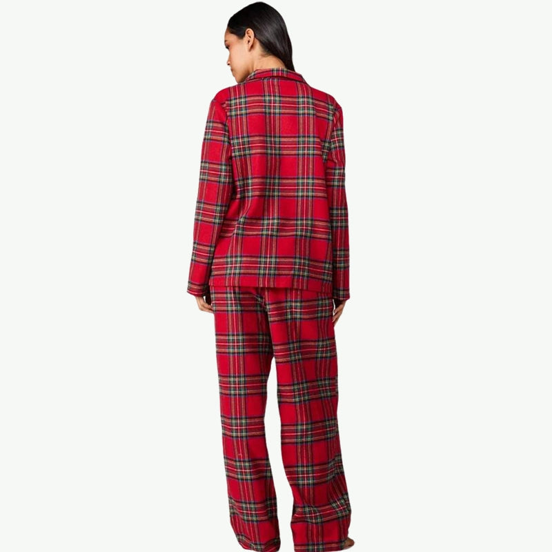 Wholesale Classic Red Plaid 100% Cotton Pajamas Set for Women