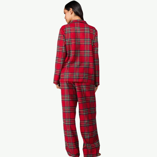 Wholesale Classic Red Plaid 100% Cotton Pajamas Set for Women