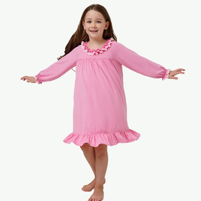 Wholesale Girls Bamboo Ruffle Hem Nightgowns