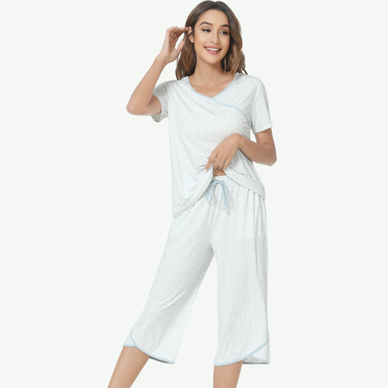 Ensemble pyjama Capri à imprimé floral pour femme, en vrac - 81129625