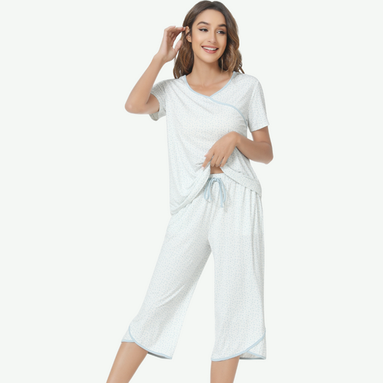 Ensemble pyjama Capri à imprimé floral pour femme, en vrac - 81129625