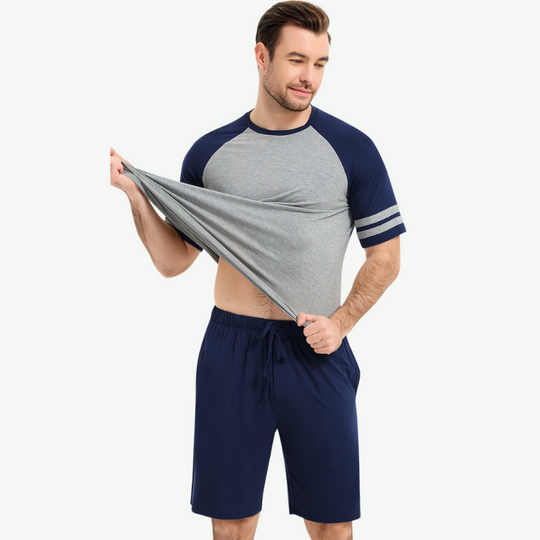 Conjunto de pijama de manga corta para hombre a granel-G3820004