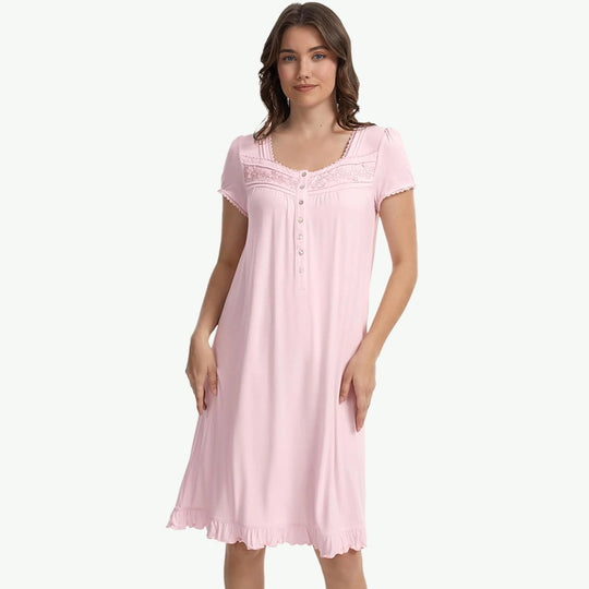 OEM Women TENCEL™ Modal Nightgown with Lace Trim – Bulk Soft Sleepwear