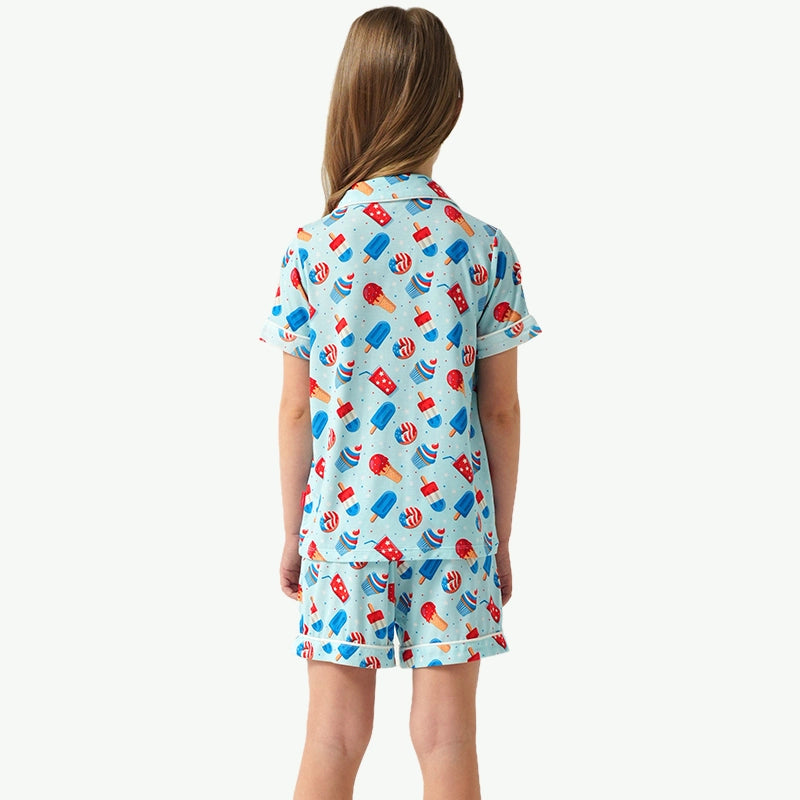 Wholesale Custom Kids Girls Summer Printing Pajamas Set Supplier