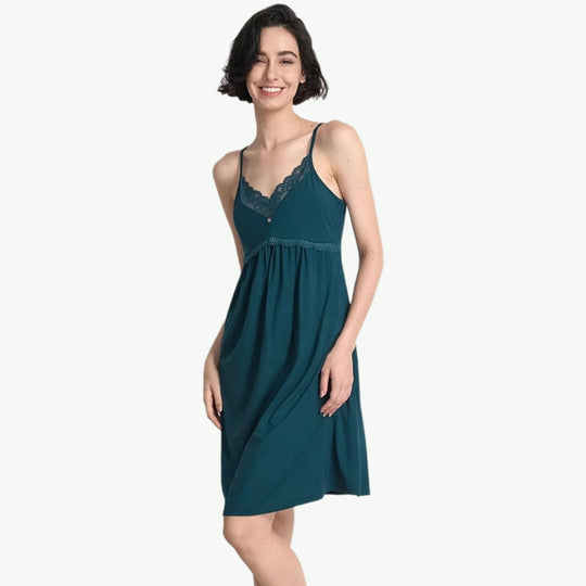 OEM Women V-Neck Full Slip Nightdress Lace Sleepwear Vendors