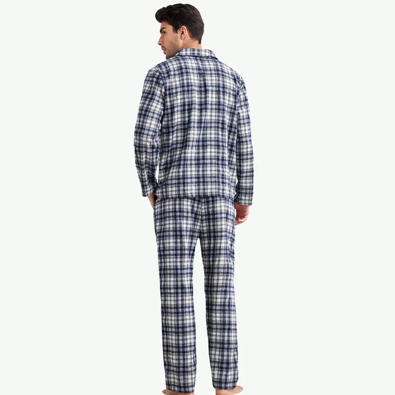 OEM Bamboo Plaid PJ Wholesale Men’s Long Sleeve Top & Trousers