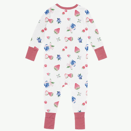 Custom Hot Fruit Pattern Wholesale Baby Modal Zip Romper Pajamas