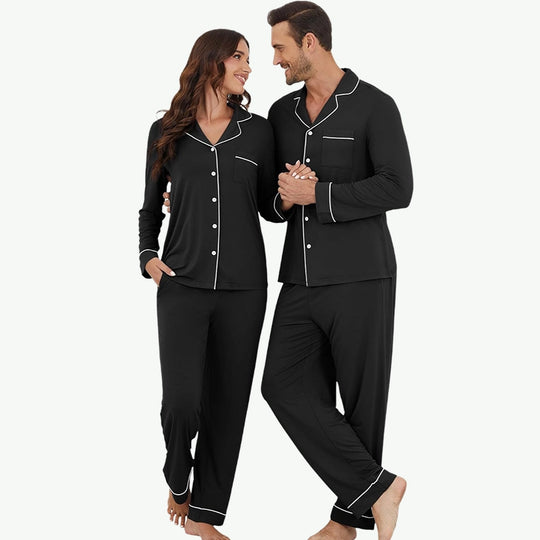 OEM Wholesale Bamboo Soft Buttons Matching Pj Set for Couples