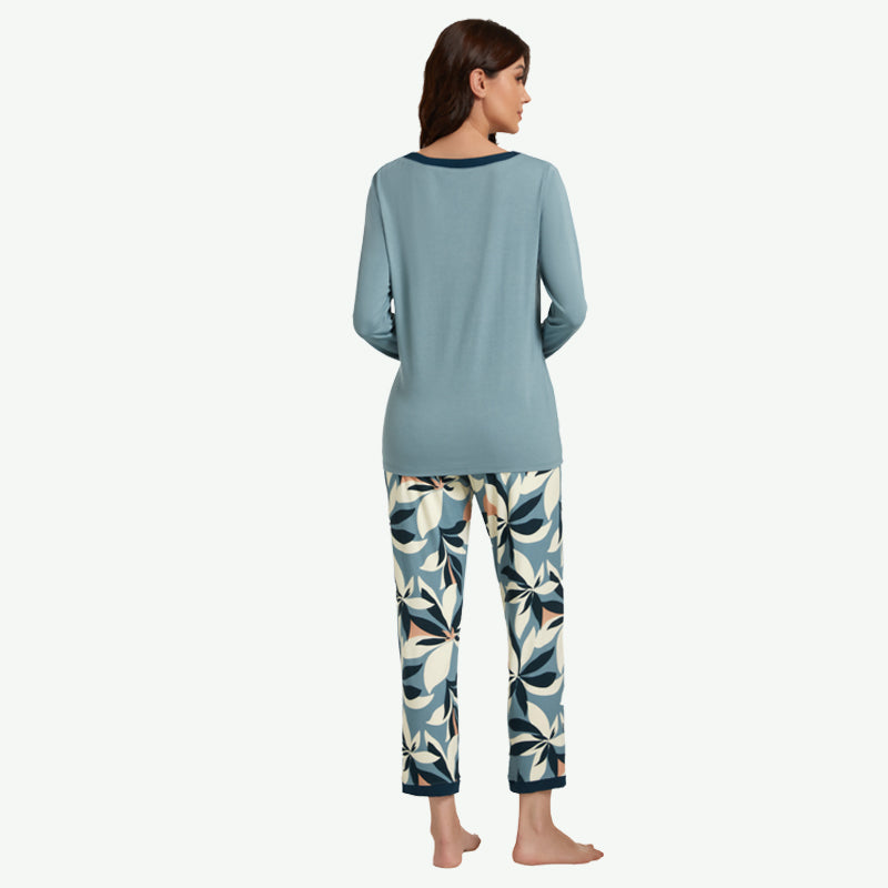 Pijama de bambú para mujer con estampado floral personalizado - 2311740049