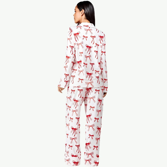 Customized Bow Print Women Bamboo Pajamas Wholesale Vendors