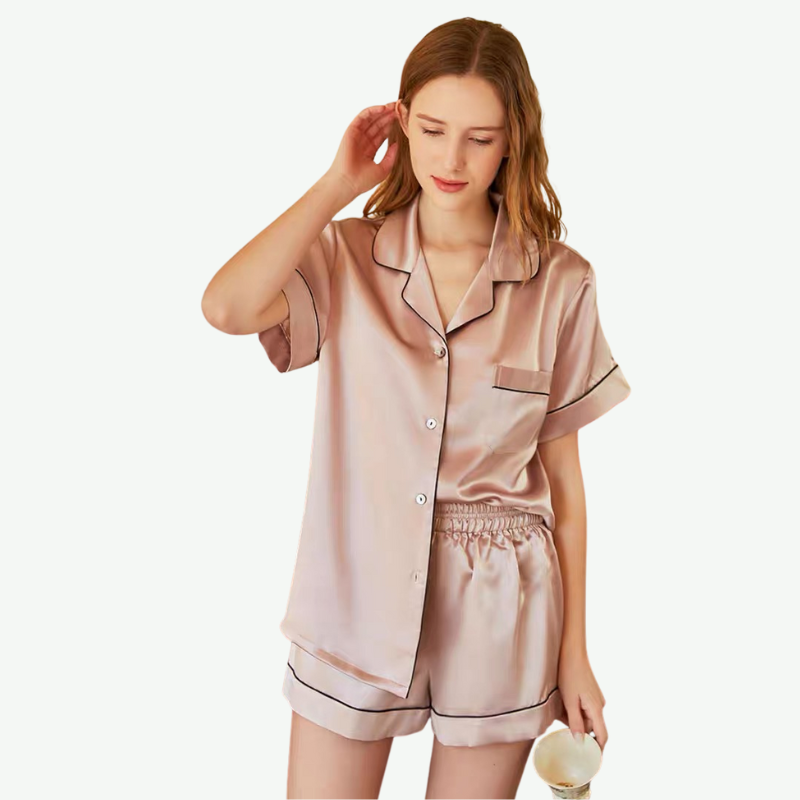 Conjunto de pijama de seda para mujer al por mayor-2315580193