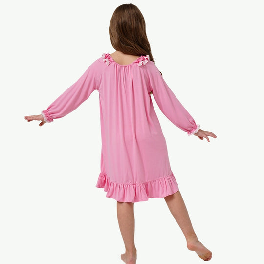 Wholesale Girls Bamboo Ruffle Hem Nightgowns