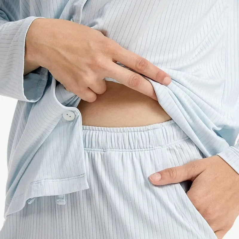 Carbon-Zero Lenzing™ Modal Ribbed Collared Pj Set Wholesale Supplier