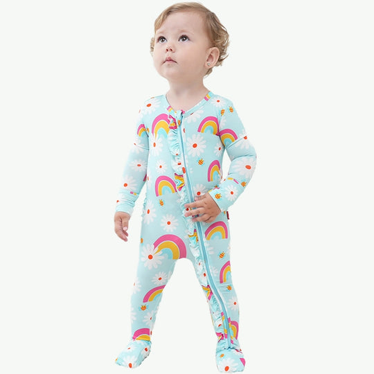 Rainbow Daisy Print TENCEL™ Modal Wholesale Baby Onesies Vendors