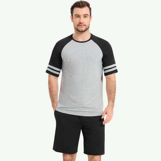 Conjunto de pijama de manga corta para hombre a granel-G3820004