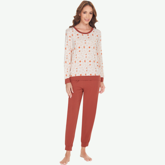 Conjunto de ropa de estar por casa con estampado al por mayor para mujer - 81182005
