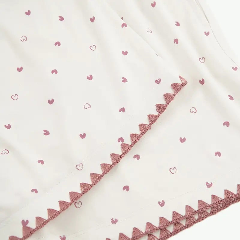 Wholesale Women's Heart Print Organic Cotton Pyjamas Set