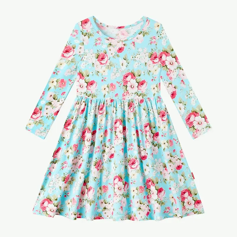 Spring Long-Sleeve Girls Baby Custom Bamboo Twirl Dress Manufacturers