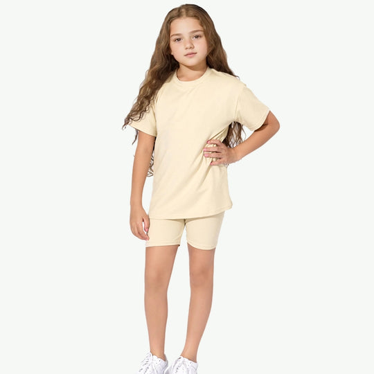 Bamboo Cotton Kids Oversized Tee & Biker Short Set Bulk Buy PJ