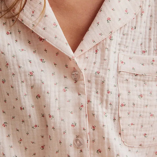 Classic Womens Floral Organic Cotton Muslin Pyjama Set Manufacturer