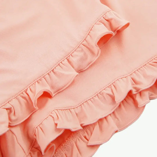 Custom Solid Ruffled Cotton Pajama Sets in Bulk