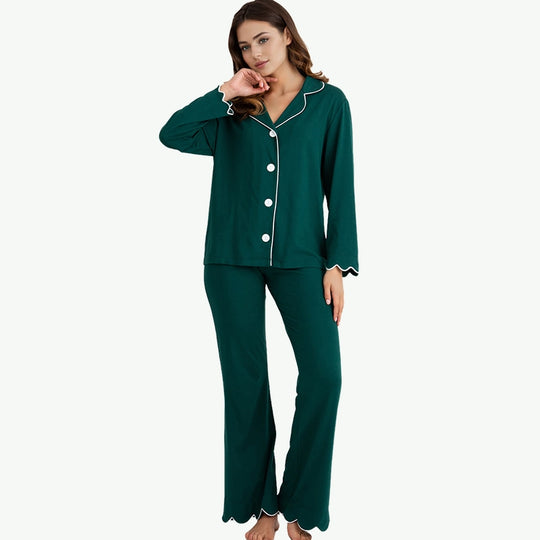 Bulk Wholesale Soft Bamboo Women Sleepwear Set With Piping