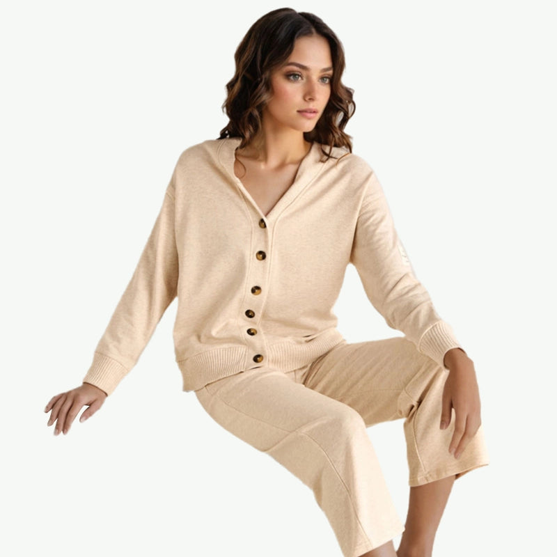 Women Button-Down Cardigan Shirt & Trousers Bulk Loungewear Supplier