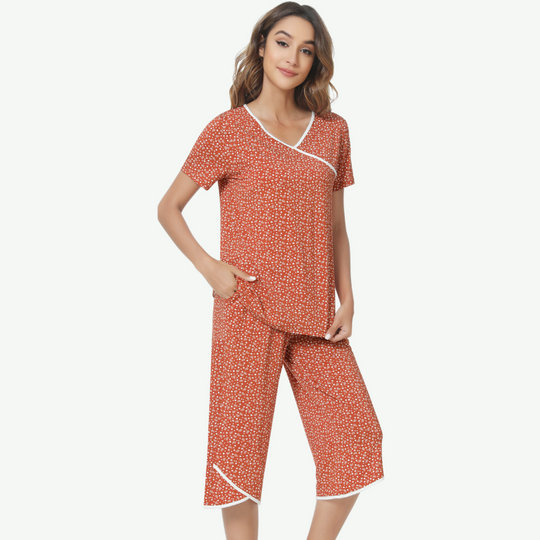 Ensemble pyjama Capri à imprimé floral pour femme, en vrac - 81129625