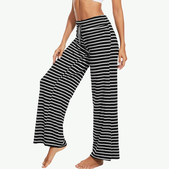 Fabricante mayorista de pantalones de pijama suaves a rayas para mujer