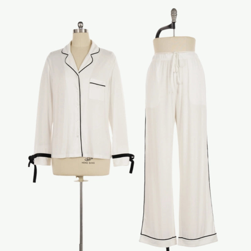 Ensemble pyjama long en velours doux, vêtements de nuit en Tencel, vente en gros