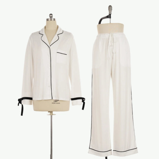 Ensemble pyjama long en velours doux, vêtements de nuit en Tencel, vente en gros