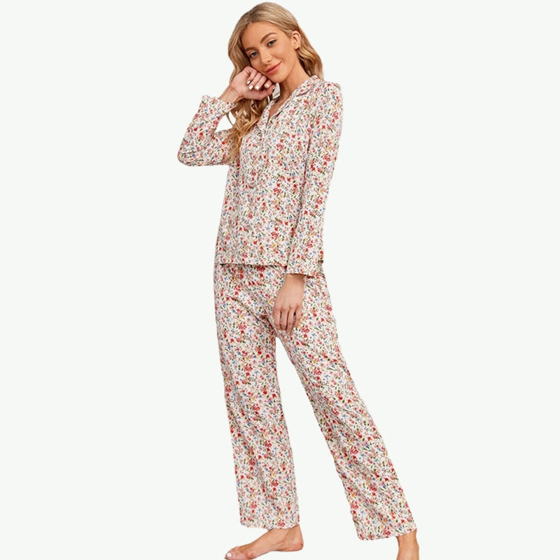 Private Label Ditsy Floral Women's Nightwear Set Manufacturing Plant